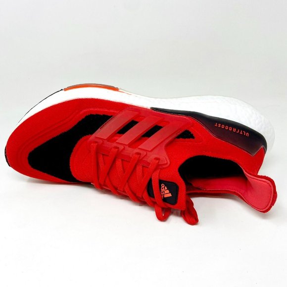 Adidas Ultraboost 21 Vivid Red Solar Black Mens Running Sneakers FY0387 - Picture 4 of 5